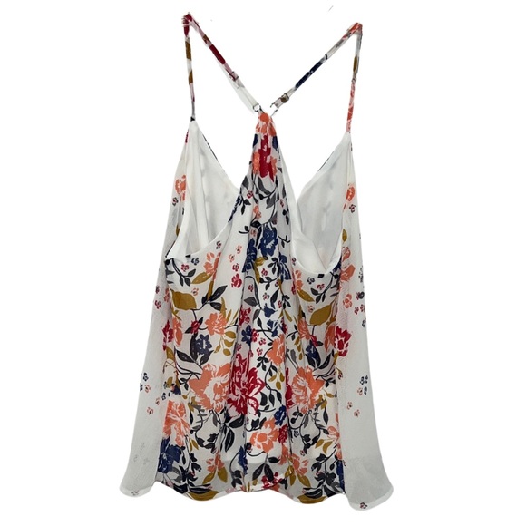 Spring / Summer White Floral Top Multicolored with Adjustable Straps - Picture 2 of 3